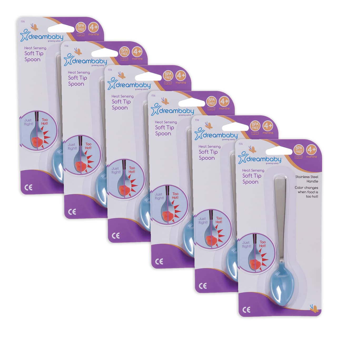 Dreambaby® Color Changing Heat Sensing Soft Tip Spoons, Pack of 6